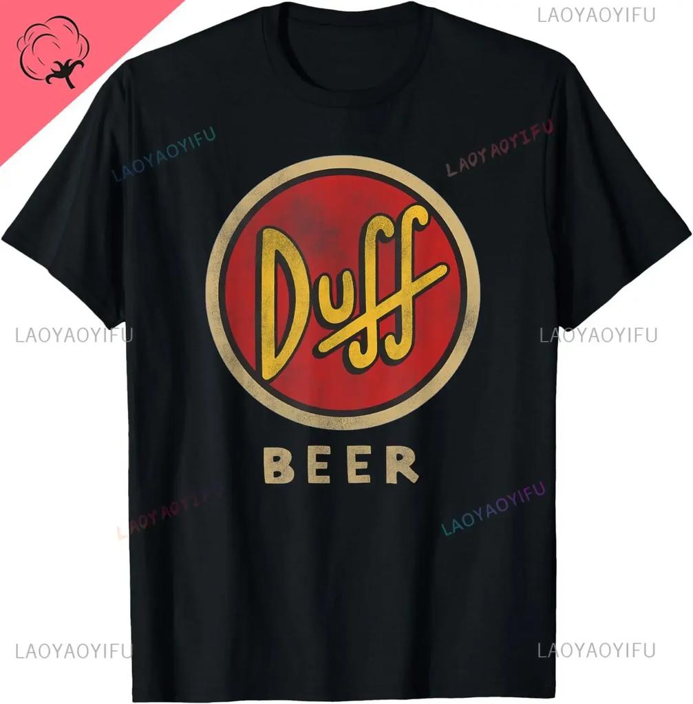 The Simpsons Duff Beer Circle Logo V2 TShirt Cotton Retro Street Fashion Mens Shirt Short Sleeve Design Printed Tshirt Tops