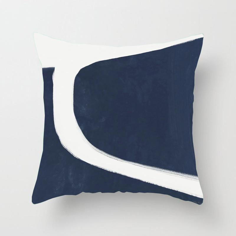 Blauer Kissenbezug aus Polyester mit geometrischem Aufdruck, für Zuhause, Wohnzimmer, Sofa, Bürostuhl, dekorativer Kissenbezug