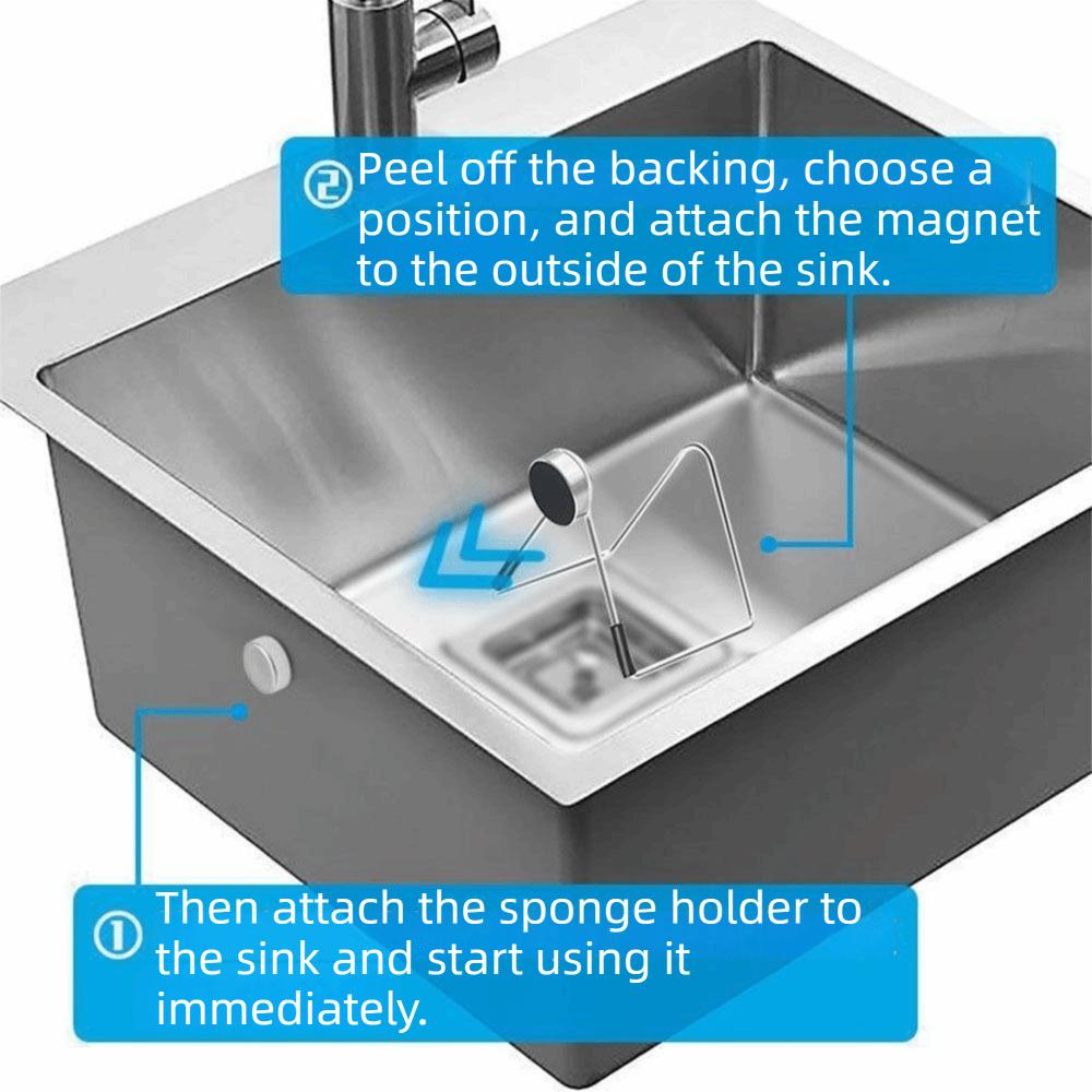 Stainless Steel Magnetic Sponge Holder Waterproof Sponge Hanging Bracket Dish Drainer  Kitchen Sink