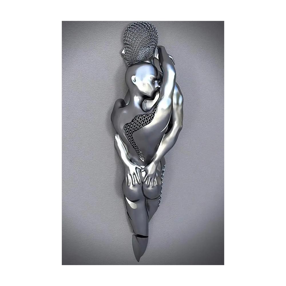 Metal Figure Statue Art Poster High Definition Printing Canvas Painting Prints Couple Sculpture Living Room Home Decor Picture