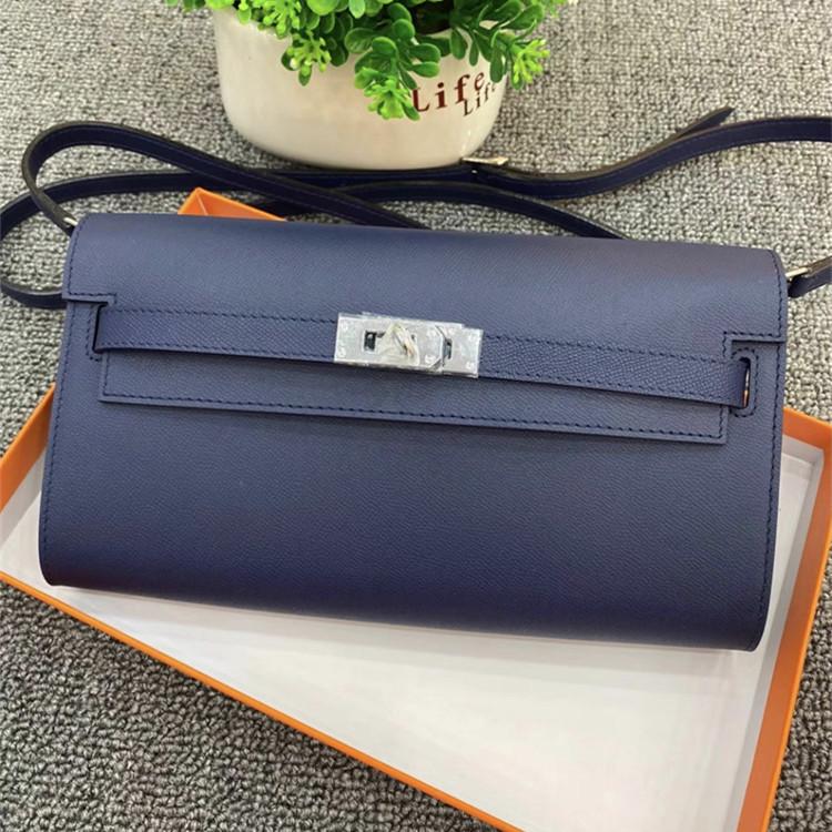 Sac femme première couche cuir de vachette bandoulière réglable long portefeuille KL bandoulière unique bandoulière fermeture éclair cuir de vachette petit sac carré tendance