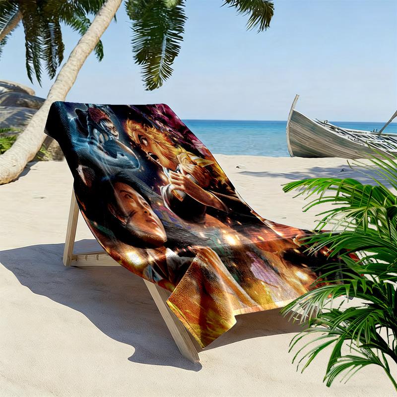 Dynamic Demon Slayer Art beach towel Outdoor camping Portable for travel quickdrying swim towel swim Absorbent bath towel Comfort printing