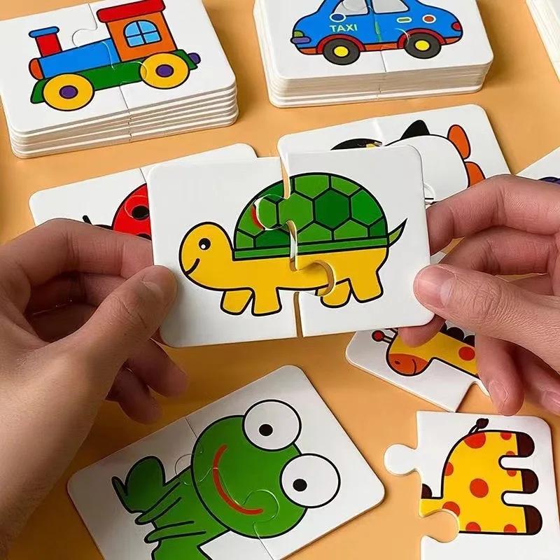 Baby Puzzle Mänguasjad lastele Loomad Puuviljaauto graafikukaartide sobitamise mängud Montessori mänguasjad lastele 1 2 3 aastased poisid, tüdrukud