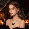 Unique Dark Aesthetic Jewelry Gothic Bat Halloween Accessory Vintage Punk Necklace Viking Durable Vampire Style Accessories Dangle Drop Earrings for