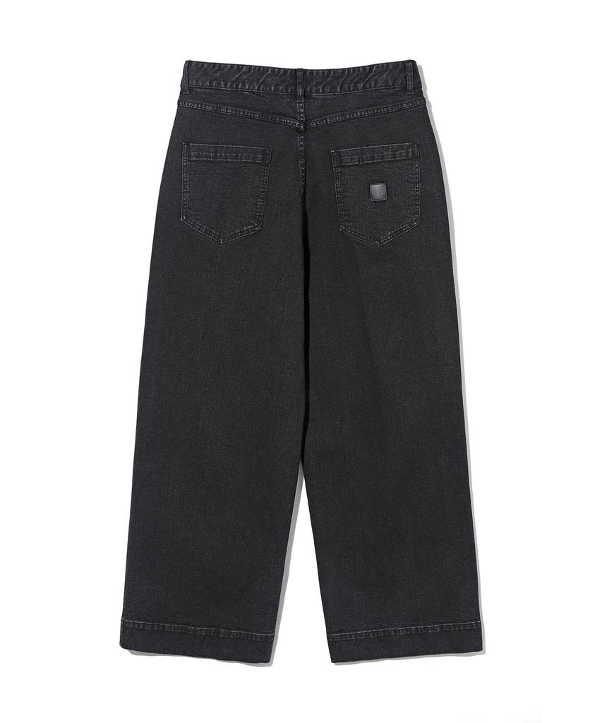 UCLA Unisex Single-Pleat Wide Denim Pants [Black] (Ubadp90)