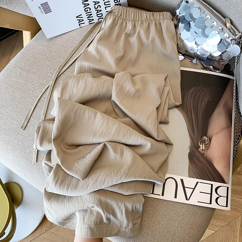 Women's Textured Pleated Tencel Cotton Wide Leg Pants