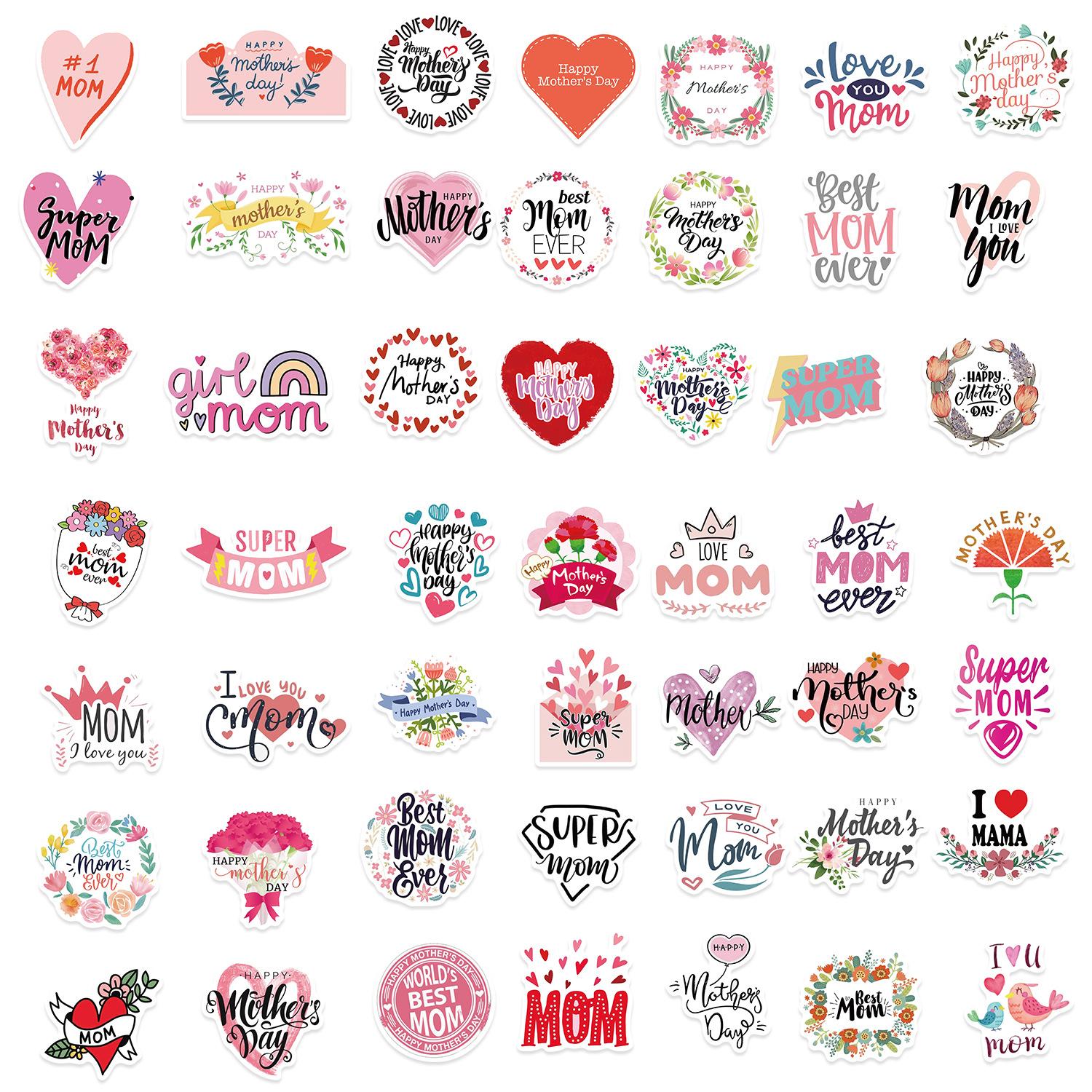 

49 Cartoon Mother s Day Graffiti Stickers Guitar Notebook Suitcase DIY Waterproof Stickers