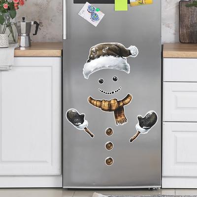 Fun-f343 Pupazzo di Neve di Natale Cartone Animato Sciarpa Guanti Adesivo per Frigorifero Cucina Sala da Pranzo Abbellire Adesivi Murali Decorativi