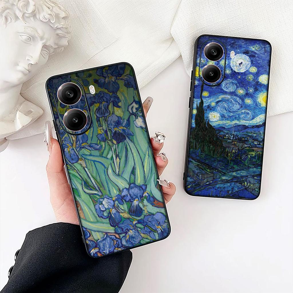 Starry Night Van Sunflower Gogh Painting Phone Case for Xiaomi Redmi Note 13 14 ProPlus Pro Plus 14C A4 13C Pro+ Note14 Cover