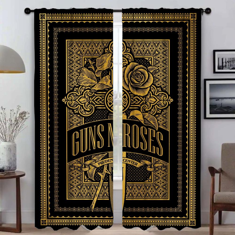 Guns N'Roses Trennwand Heim Vorhänge 2 Stück Wohnzimmer Vorhang Halloween Dekoration Jalousien Vorhänge für Schlafzimmer