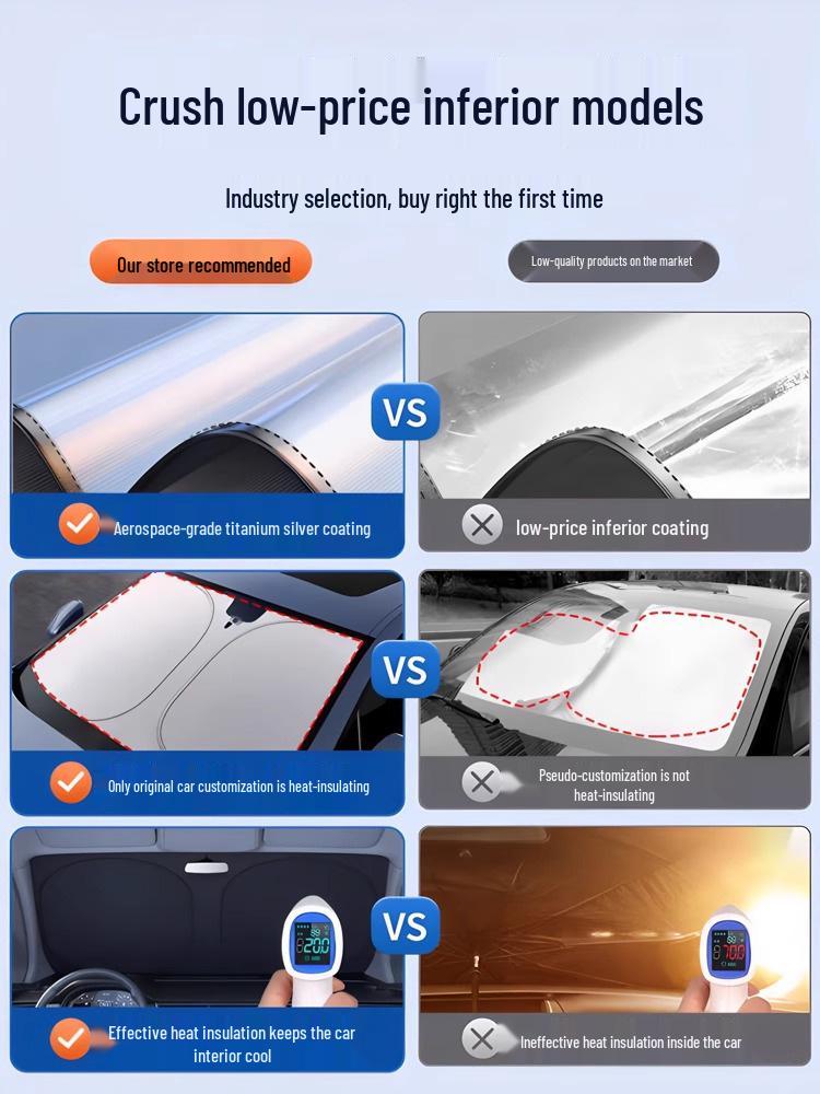 Titanium Silver Car Sunshade: Windshield Protection & Heat Insulation Umbrella