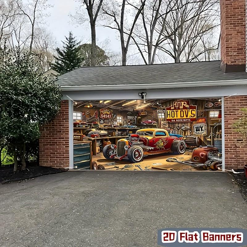 1 Set of 2D Flat Photography Booth Props, Classic Car Scene Backdrop Cloth, Party Activities and Home Decoration