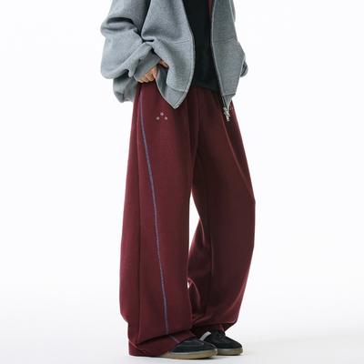 Textured Casual Pants for Men Autumn Straight-leg Loose Sweatpants Trendy Sports