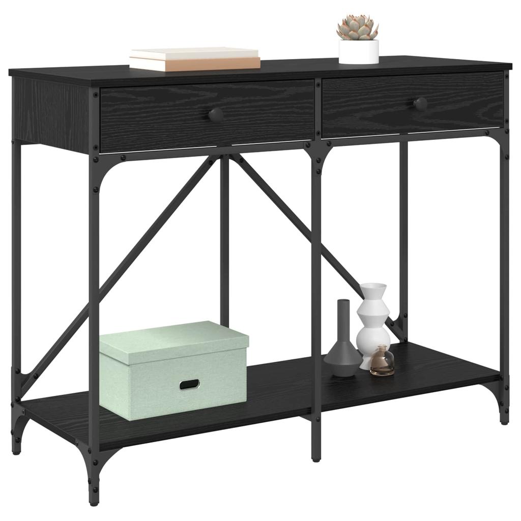 Console Table Black Oak Effect 100 X 39 X 78.5 Cm