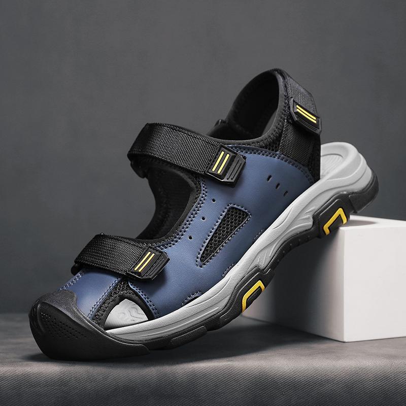 Pánské letní boty z pravé kůže, nové velké velikosti, pánské sandály, módní venkovní, plážové boty s protisrážkovou špičkou, rychleschnoucí, Roma boty