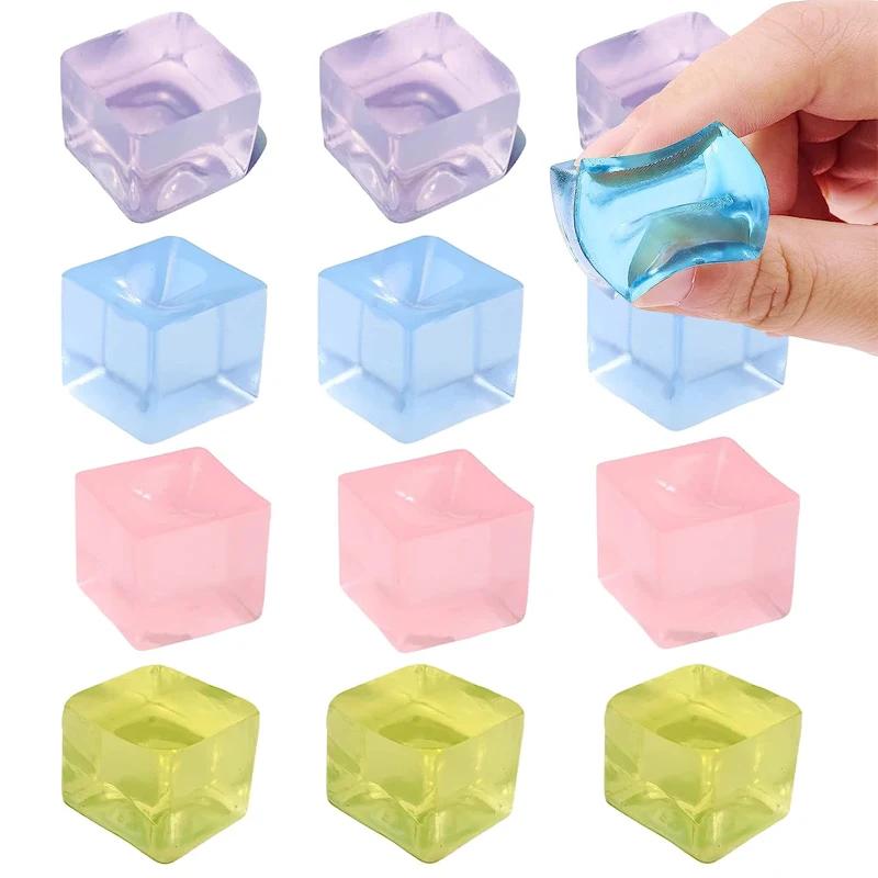 10pcs Ice Block Pinching Plush Toy Square Soft Mud Pressure Ball Squeezing Toy Pressure Relieving Sensory Toy Children Adult
