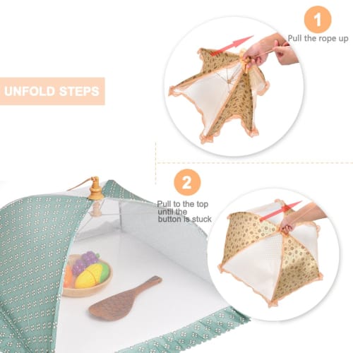 DEWEL Food Cover, Foldable, Washable, Kitchen Umbrella, Fly Screen, Square, Insect and Dust Repellent, Stylish Kitchen Umbrella, 41.5 x 41.5 cm (Green