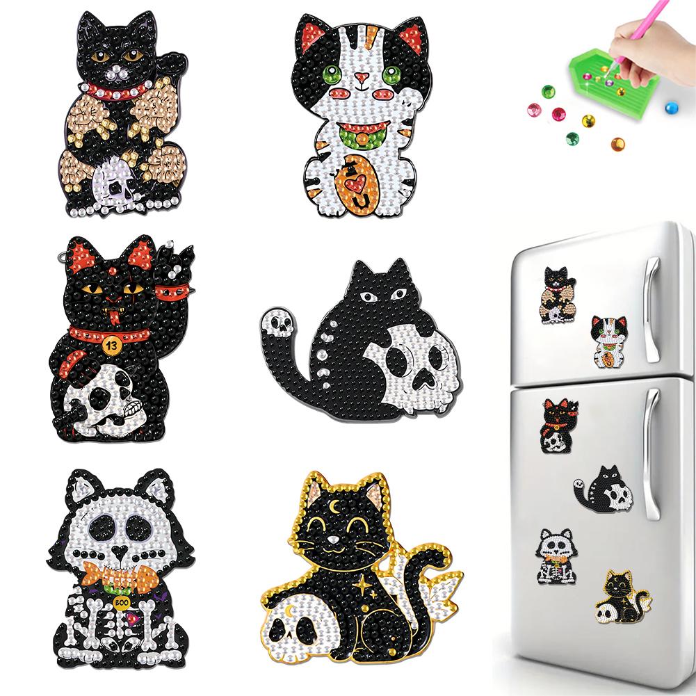 6Pcs Acrylic Cute Pattern Diamond Painting Fridge Magnets Diamond Art Refrigerator Magnets Sticker for Beginners