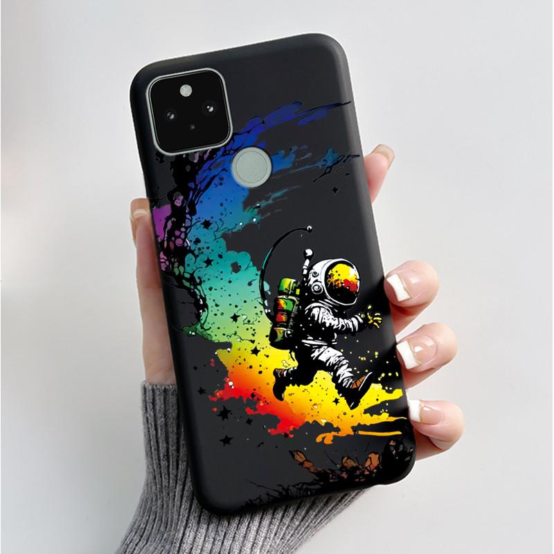 Silikonhülle für Google Pixel 5 Pixel 5A Pixel5 Pixel5A Weiche Abdeckung Luxus Mode Schmetterlingsblumen Bemalt Schwarz Handyhülle