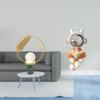 Crystal Ball Astronaut Sculpture Metal Figurine Desk Indoor Ornament Statue Stand for Hallway