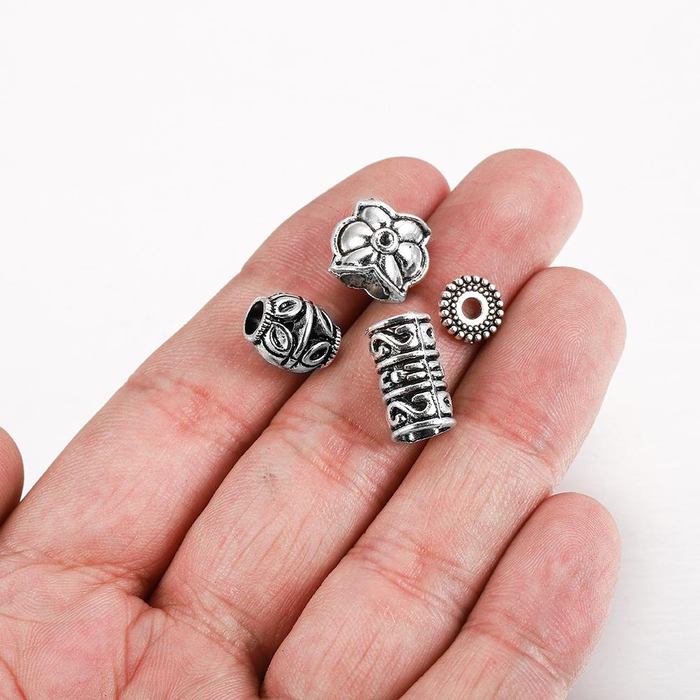 20pcs/lot Metal Big Hole Tibetan Antique Spacer Loose Beads For DIY Jewelry Making Finding Necklace Bracelet Accessories