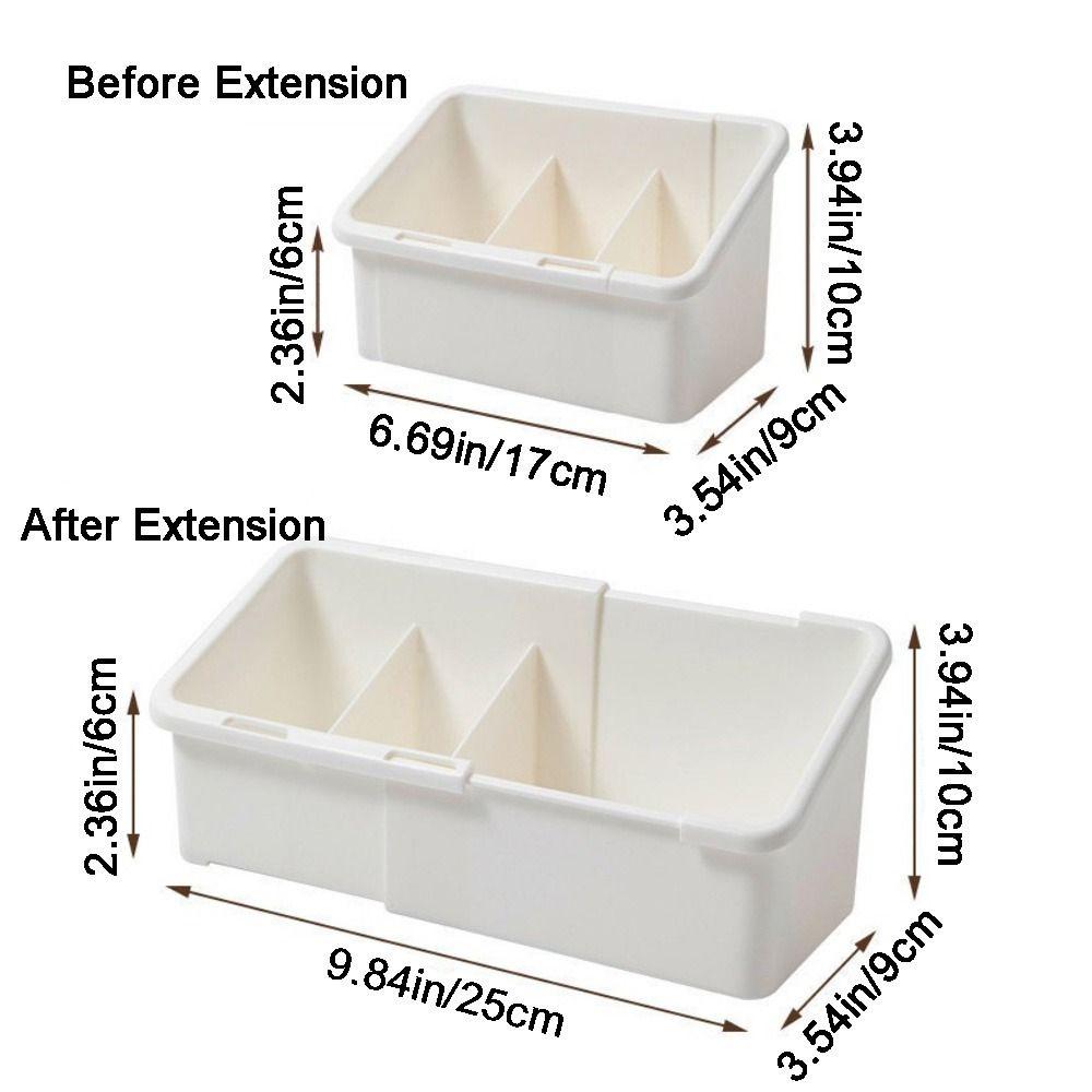 Plastic Extendable Mirror Cabinet Storage Box Adjustable With Divider Cosmetic Storage Box White Lipstick Storage Box Office