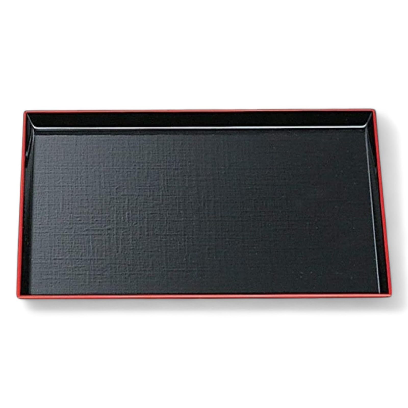 

45cm Rectangular Tray in Black or Lacquerware Made in Japan J-kitchens Cloth-Weave (Tray) Red, Non-Slip, (ABS Resin),