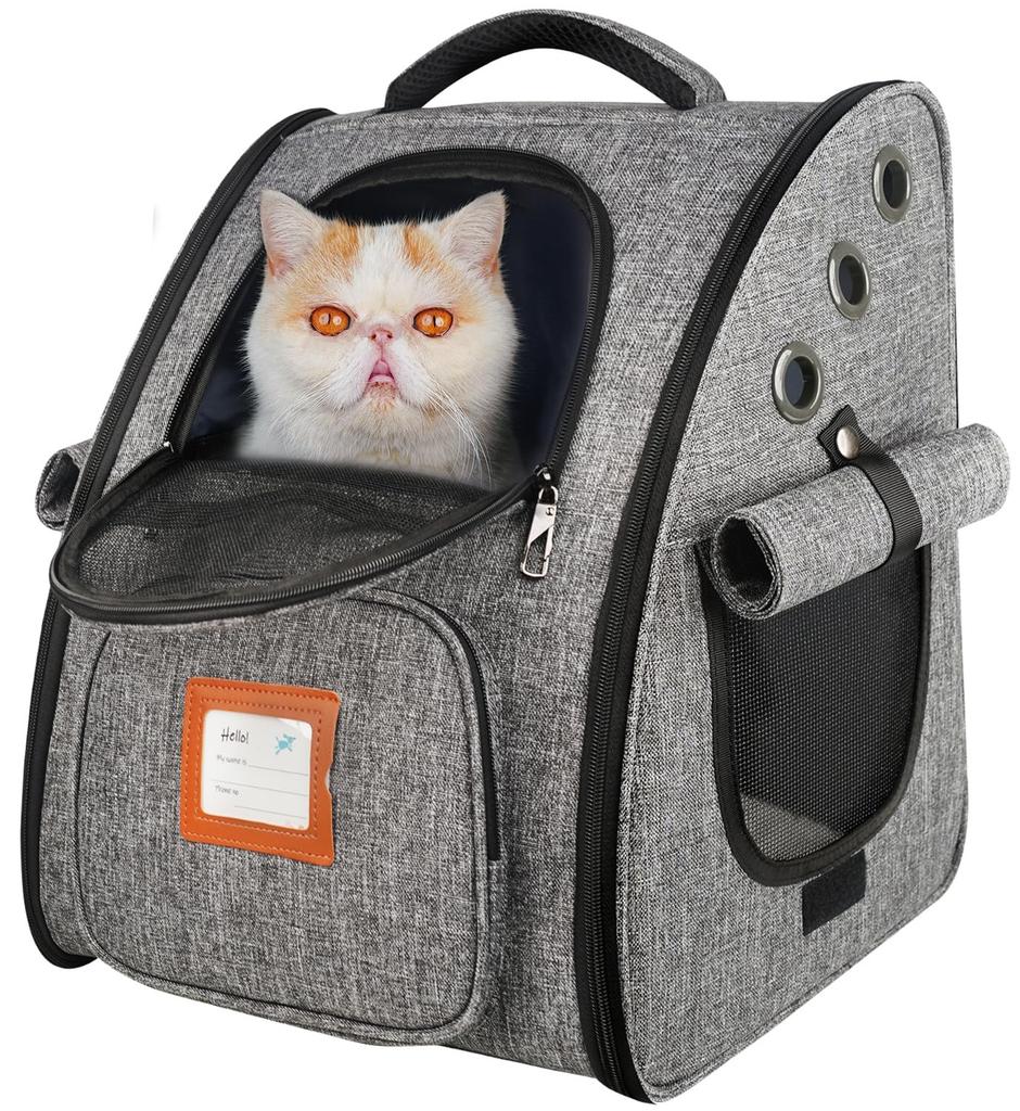 for Okiki Large Capacity Dog and Cat Carrier Backpack with Locking and Reflective Foldable Pet Carrier for Small Dogs and Small Ideal for Hospital and