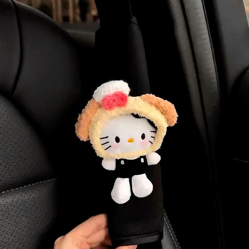 Hellokitty Car Seat Belt Shoulder Pads Cute Car Seat Belt Decoration In-Car Couple Pair for Girls Bingbing Kt + 1 Black Ice Silk Shoulder Pad