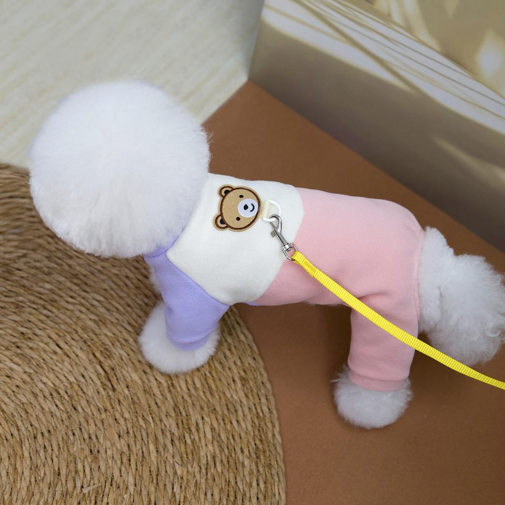 Small dog autumn and winter style can pull four legged clothes