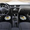 4pcs White Daisy Butterfly Car Non-Slip Carpet | Polyester, Easy To Clean & Install, Suitable for Cars & SUVs, Universal Fit
