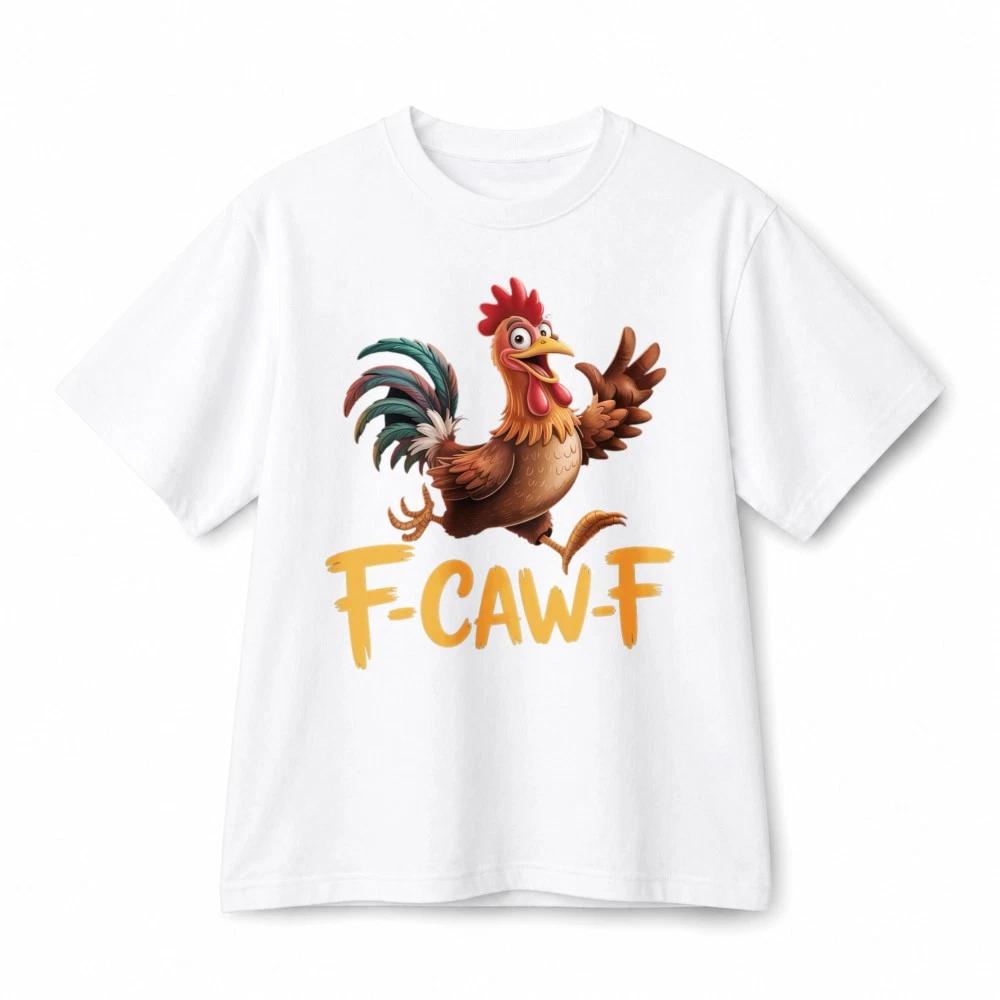 F‑CAW‑F Cartoon Running Rooster Funny Retro Graphic Cotton T‑Shirt Unisex 2XL
