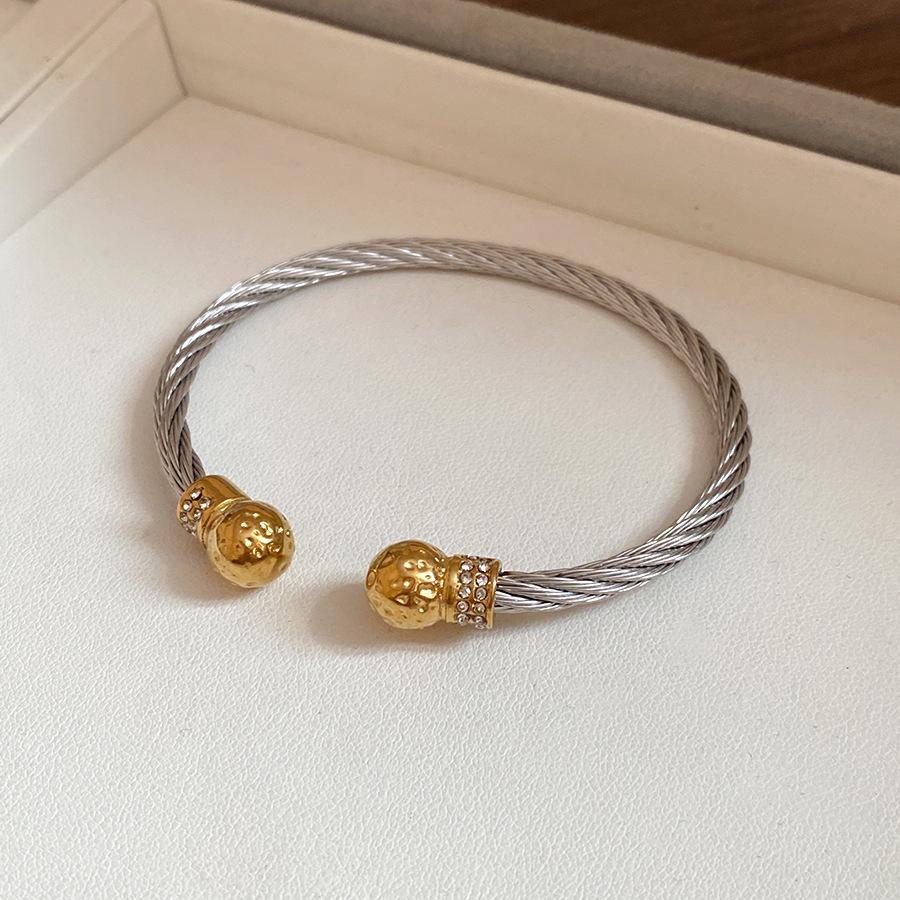 Stainless Steel Twisted Open Bracelet Geometric Stylish Wrist Jewelry