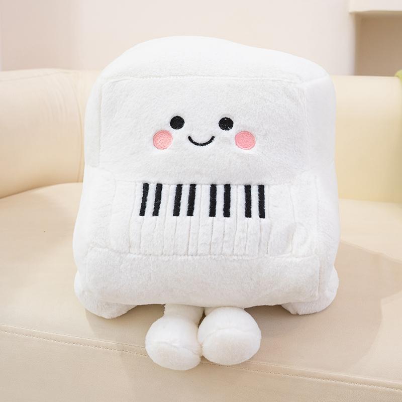 50Cm Smiling Face Musical Instrument Plushie Stuffed Cartoon Guitar Piano Plush Pillow Stuffed Decoration Present