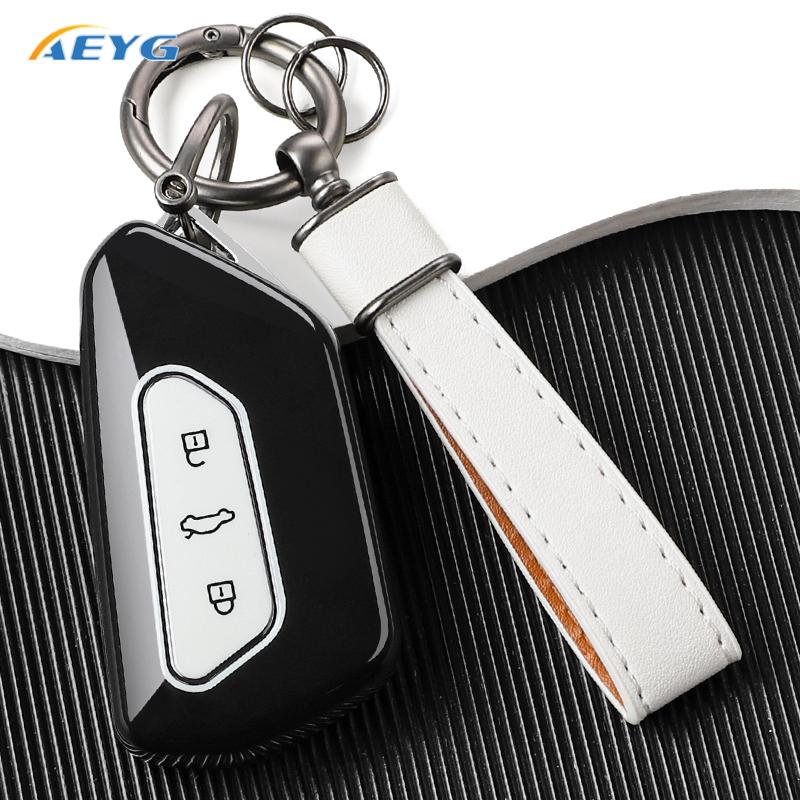 Fashion Soft Tpu Car Key Cover Case Protection Shell Keychain For Vw Golf 8 Mk8 Gti Gtd R Id3 Id4 Smart Keyless Auto Accessories