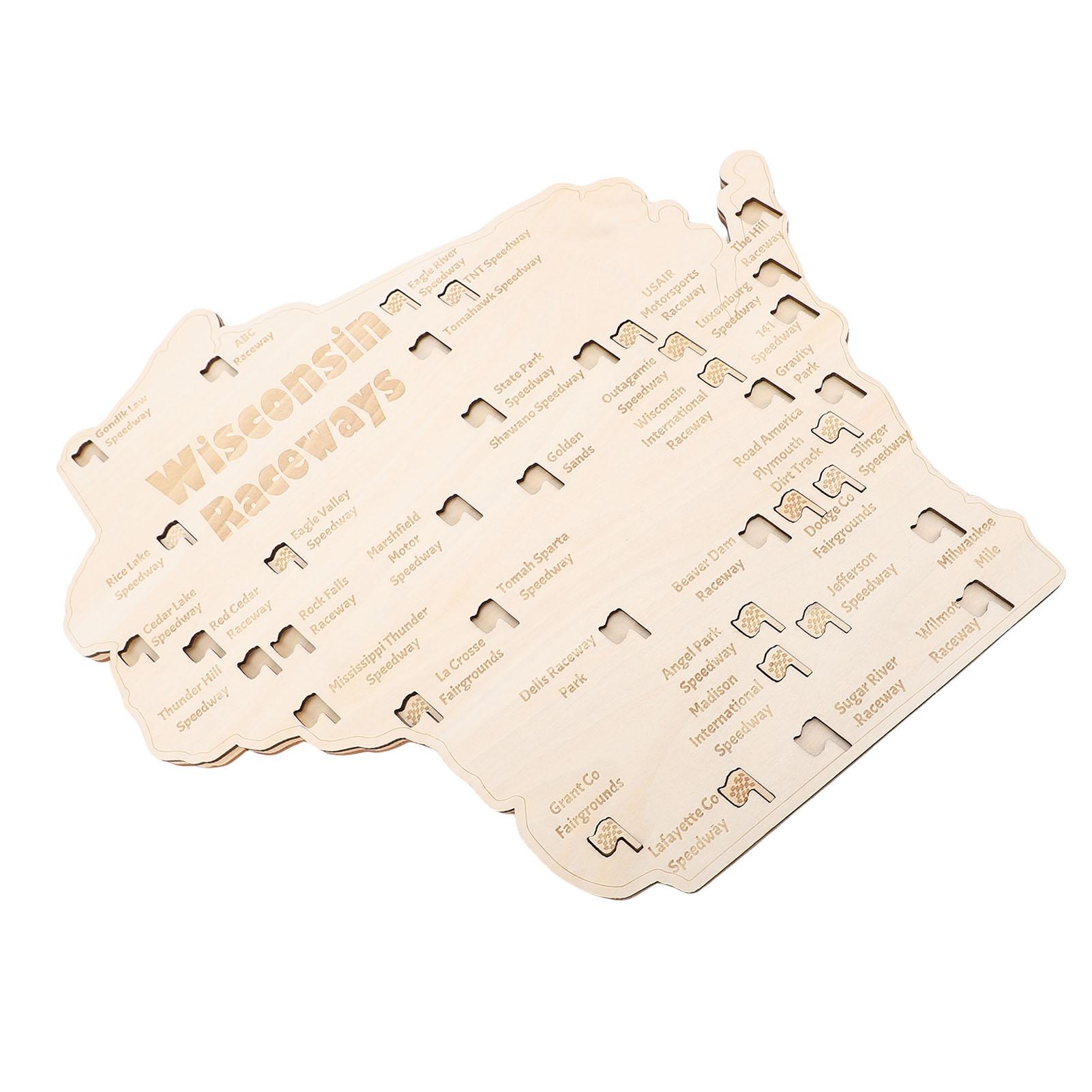 

Деревянная карта гоночных трасс Висконсина Карта гоночных трасс Висконсина с 1 упаковкой флагов для домашнего декора