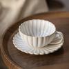 Exquisite Ceramic Coffee Cup Plate Set Flower Shaped Pottery Drinkware Set  Household Use