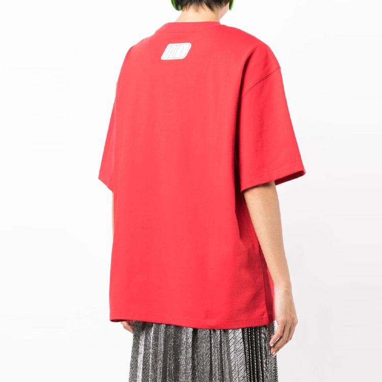 We11done Ss22 Logo Monster Color Block Round Neck Short Sleeve T-Shirt Unisex T-Shirts Red WD-TT1-22-650-U-RD
