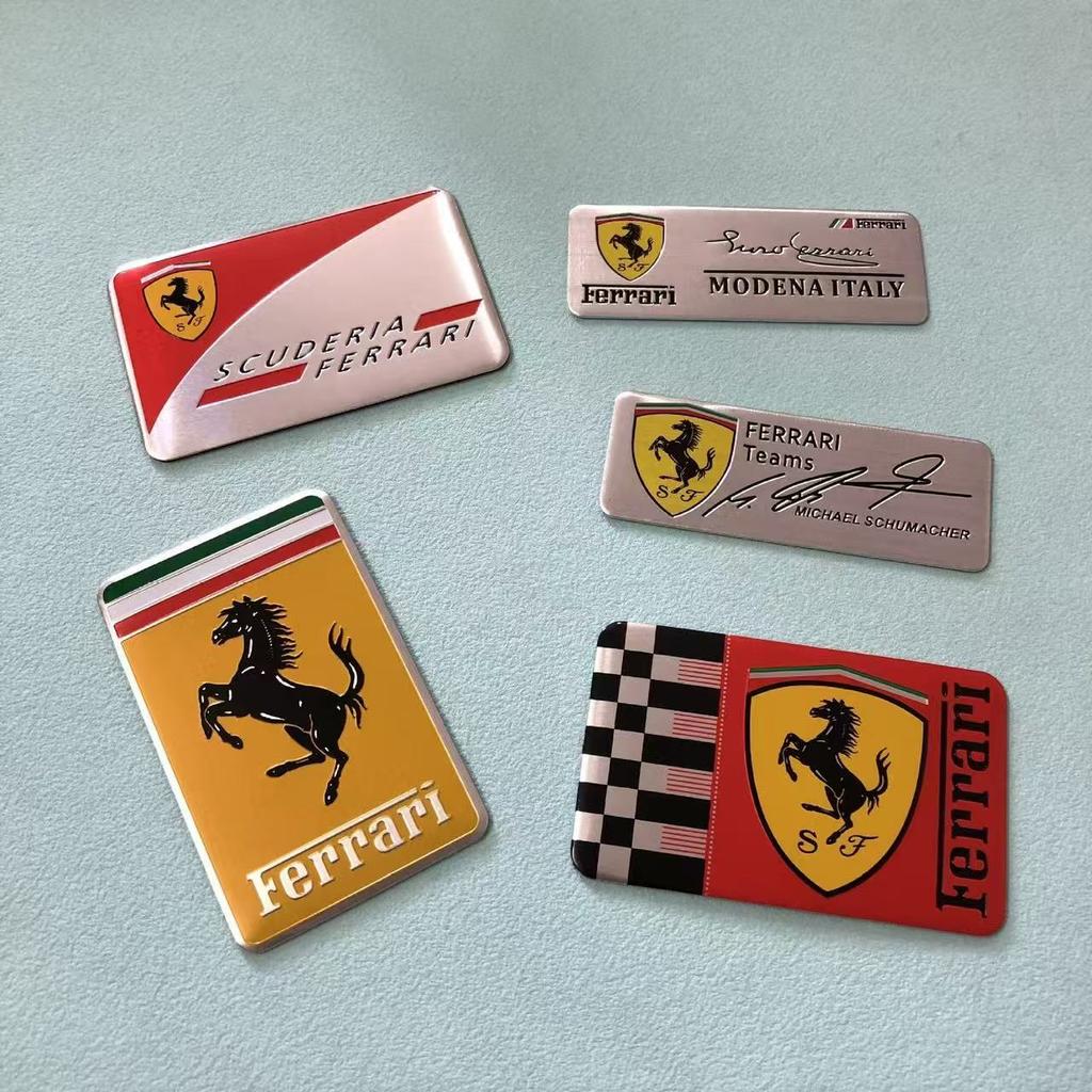 Aluminum Car Sticker For Ferrari Logo Teams SJ Scuderia Decal Cover Badge Auto Stickers Supplies Replacement Car Styling Decal