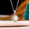 Huitan Rotation Design Women Pendant Necklace Imitation Pearl Elegant Wedding Engagement Accessories Inlaid Shiny CZ Jewelry