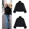 Damen Herbst Winter Lockerer und Lässiger Stil Einfacher Langarm Schnalle Stehkragen Mantel