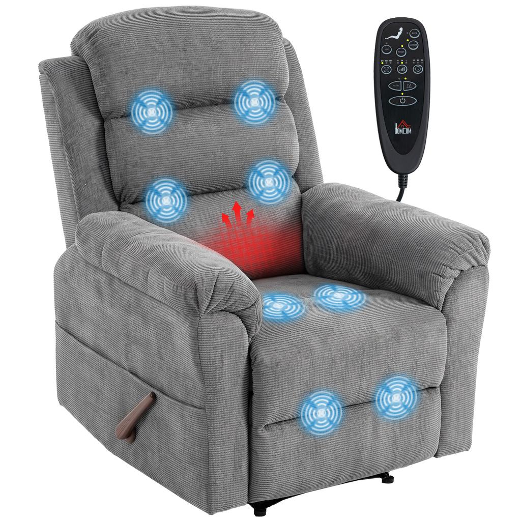 Massage Relaxation Chair with Heat, Adjustable Headrest and Wall-Hugger Function, Gray