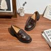 Retro small leather shoes women's cream leather high texture French outerwear loafers small thick sole heightening shallow mouth women's shoes