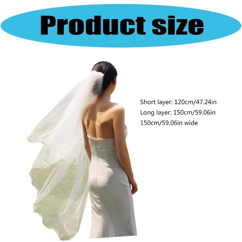 Breathable White Nylon Wedding Veil With Double Layer Rolled Hem Romance Bridal Accessory For Special Occasion