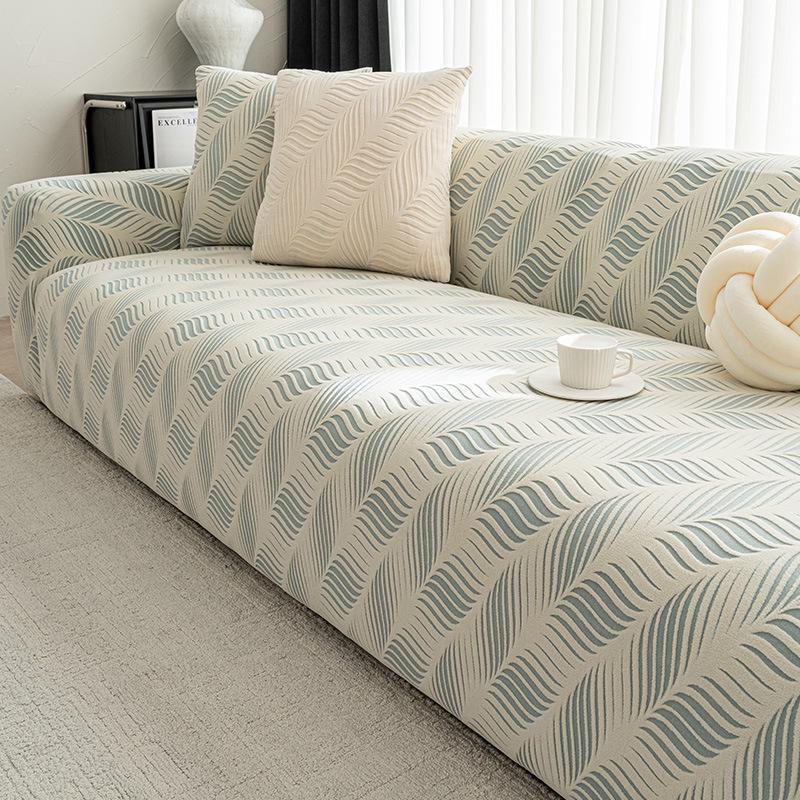 Luxury High Elasticity Sofa Cover Diagonal Leaf Corner Couch Cover For Living Room All-Season Velvet Dust-Proof Home Accessories