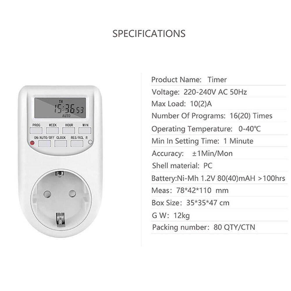 Buy Digital Plug-in Timer EU Switch Smart Power Socket Energy Saving ...