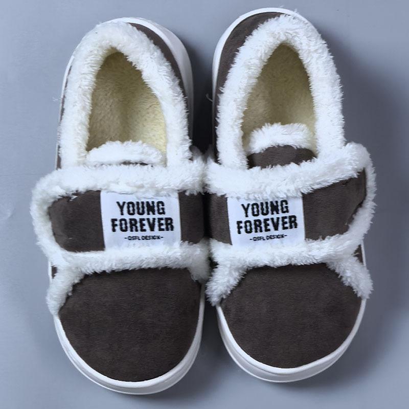 Heel Cotton Slippers Women's Velvet Cotton Shoes Winter New Inner Cotton Drag Couple Non-slip Silent Wool Slippers Shoes