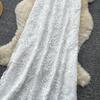 Summer White Lace Halter-Neck Dress for Women Sexy Sleeveless Floral Embroidered A-Line Maxi Dress