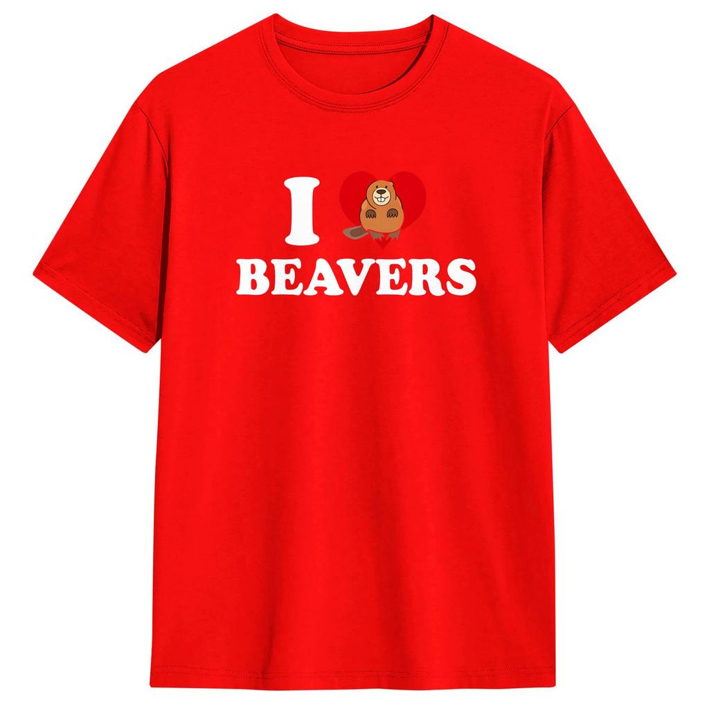 I Love Beavers TShirt Unisex  Vintage T Shirts Summer O Neck Fashion Tee Shirt Hot Sale Oversized Clothes