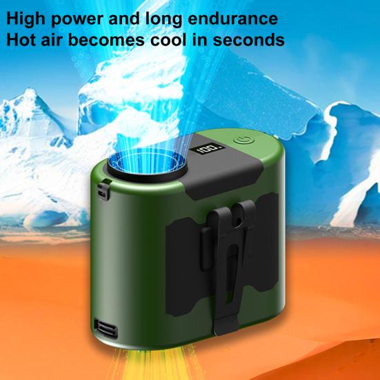 Waist Clip Cooling Fan with LED Light 5 Speed Adjustable 10000mAh Rechargeable Wearable Fan Multifunctional Portable Heatstroke Prevention Belt Fan